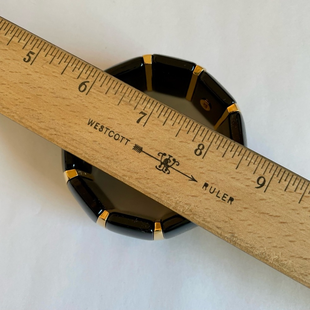 Vintage Joan Rivers Classics Collection Chunky Black And Gold Stretch Bracelet - Picture 4 of 9